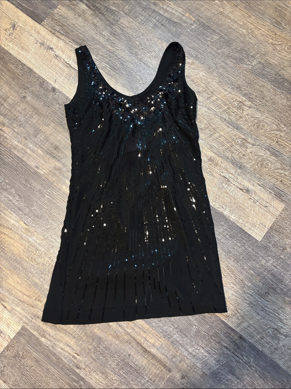 White House Black Market Black Sequin Scoop Neck Camisole